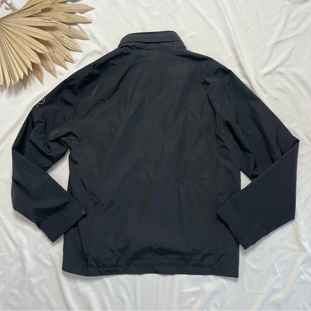Tumi Tech by Tumi Black Full Zip Hood Windbreaker Rain Travel Jacket Size Large